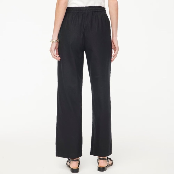 NWT!! J. CREW Factory Linen Blend Slim Wide Leg Drawstring Pants Solid Black 2 - Picture 8 of 16